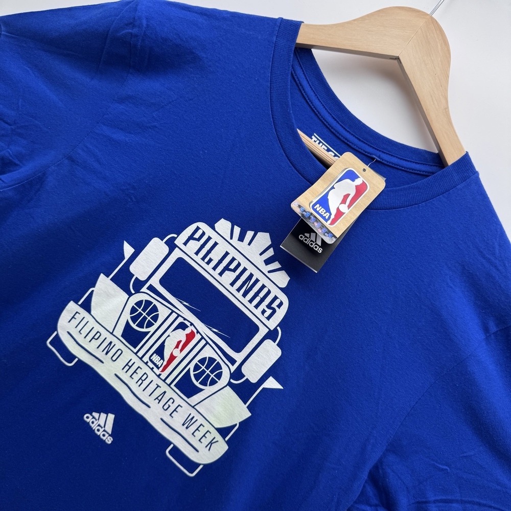 Adidas NBA Filipino Heritage Week T Shirt Mens Medium Royal Blue Pilipinas NWT